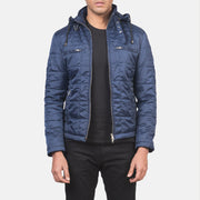 
Alps Quilted Blue Windbreaker Jacket in Blue Nylon - Вигляд спереду та приталений силует | Купити в офіційному онлайн-магазині