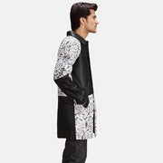 
Black & White Sheepskin Dip &Amp; Dye Leather Coat - Вигляд ззаду з ідеальною посадкою по плечах та рівним подолом