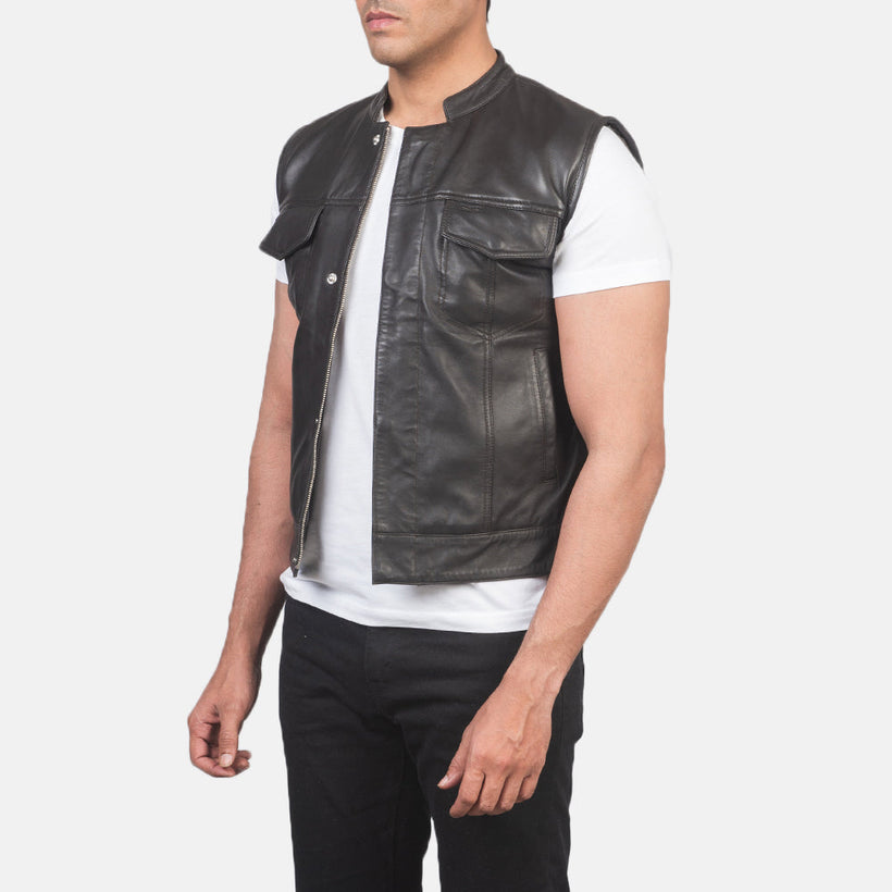 Atlas Moto Коричнева Leather Vest чоловіча
