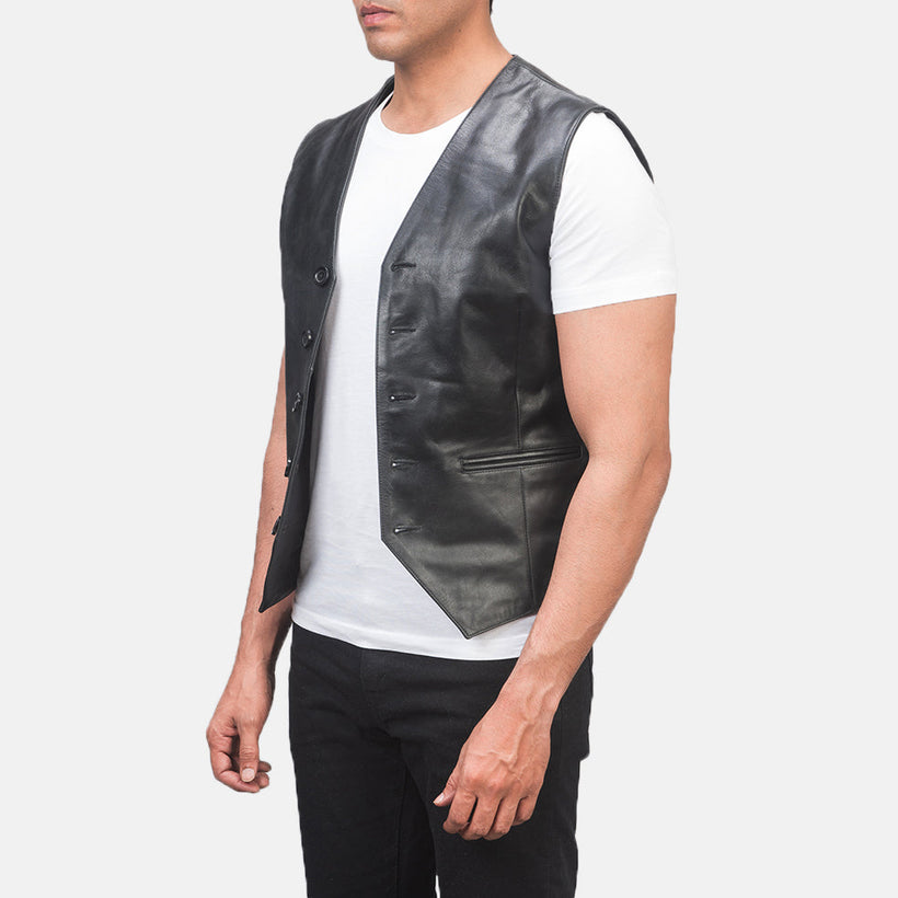 Auden Чорна Leather Vest чоловіча