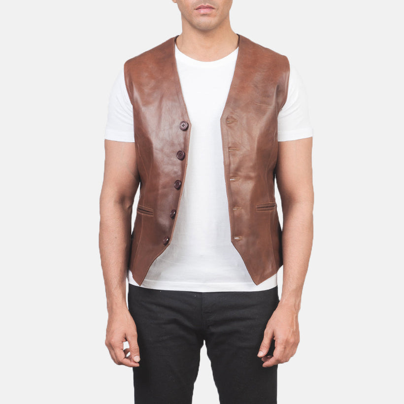 Auden Коричнева Leather Vest чоловіча