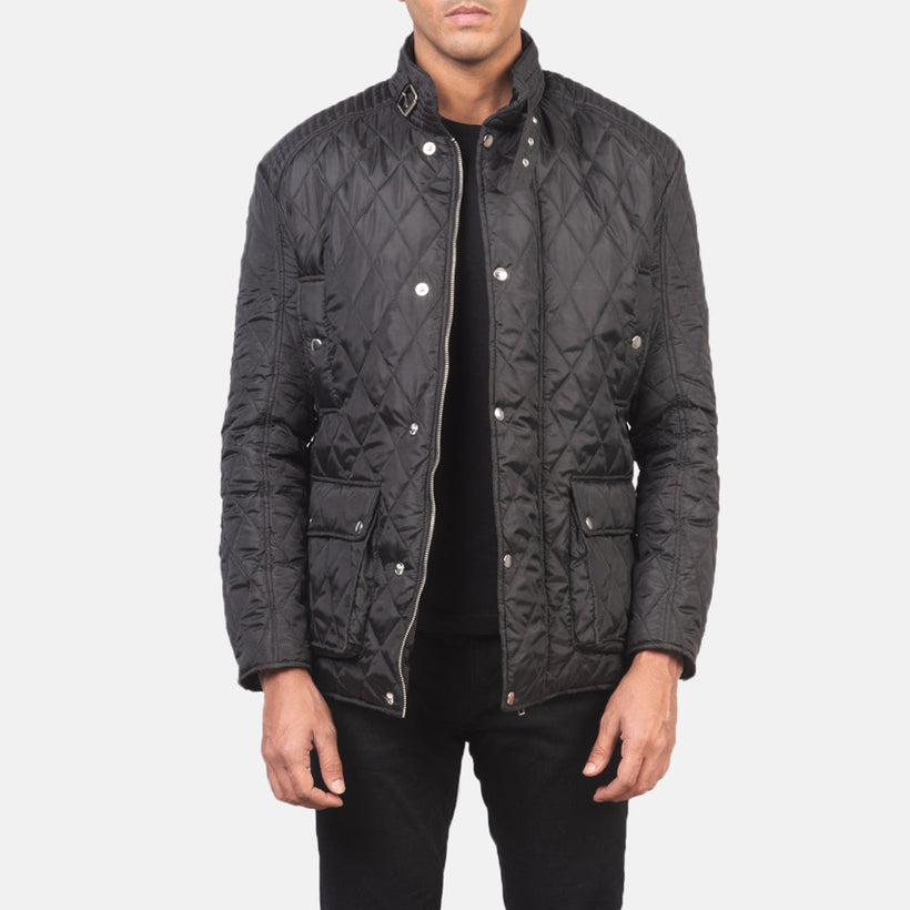 Barry Quilted Чорна Windbreaker Шкіряна куртка чоловіча