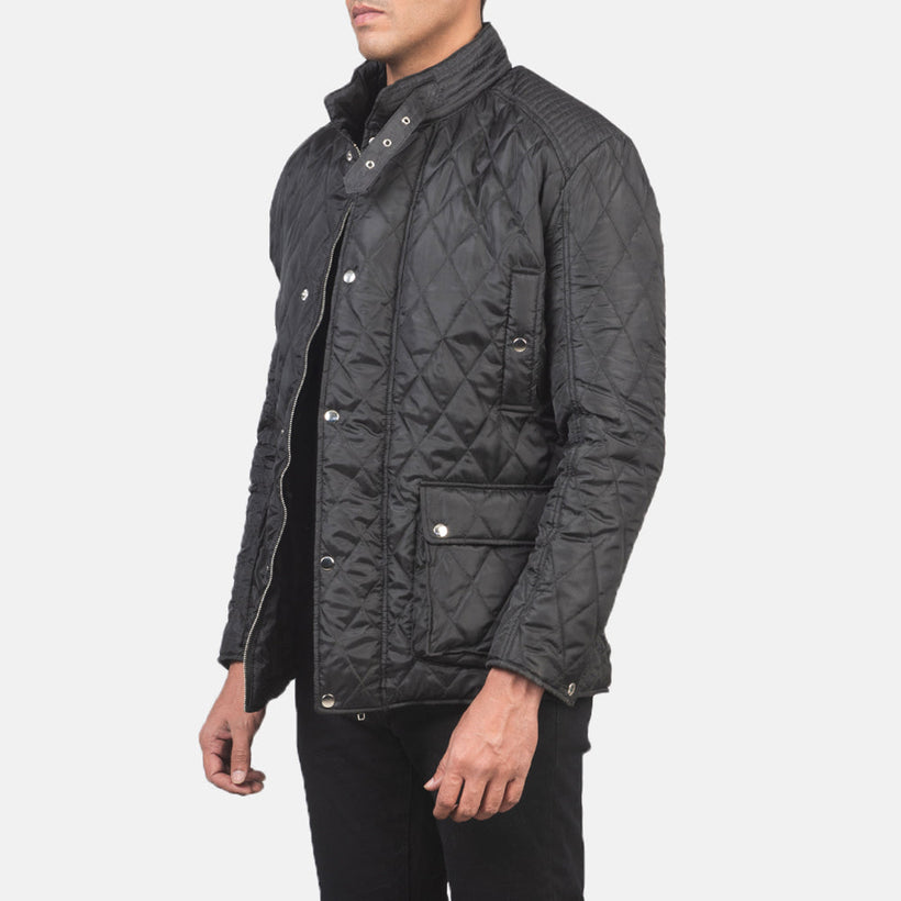 Barry Quilted Чорна Windbreaker Шкіряна куртка чоловіча
