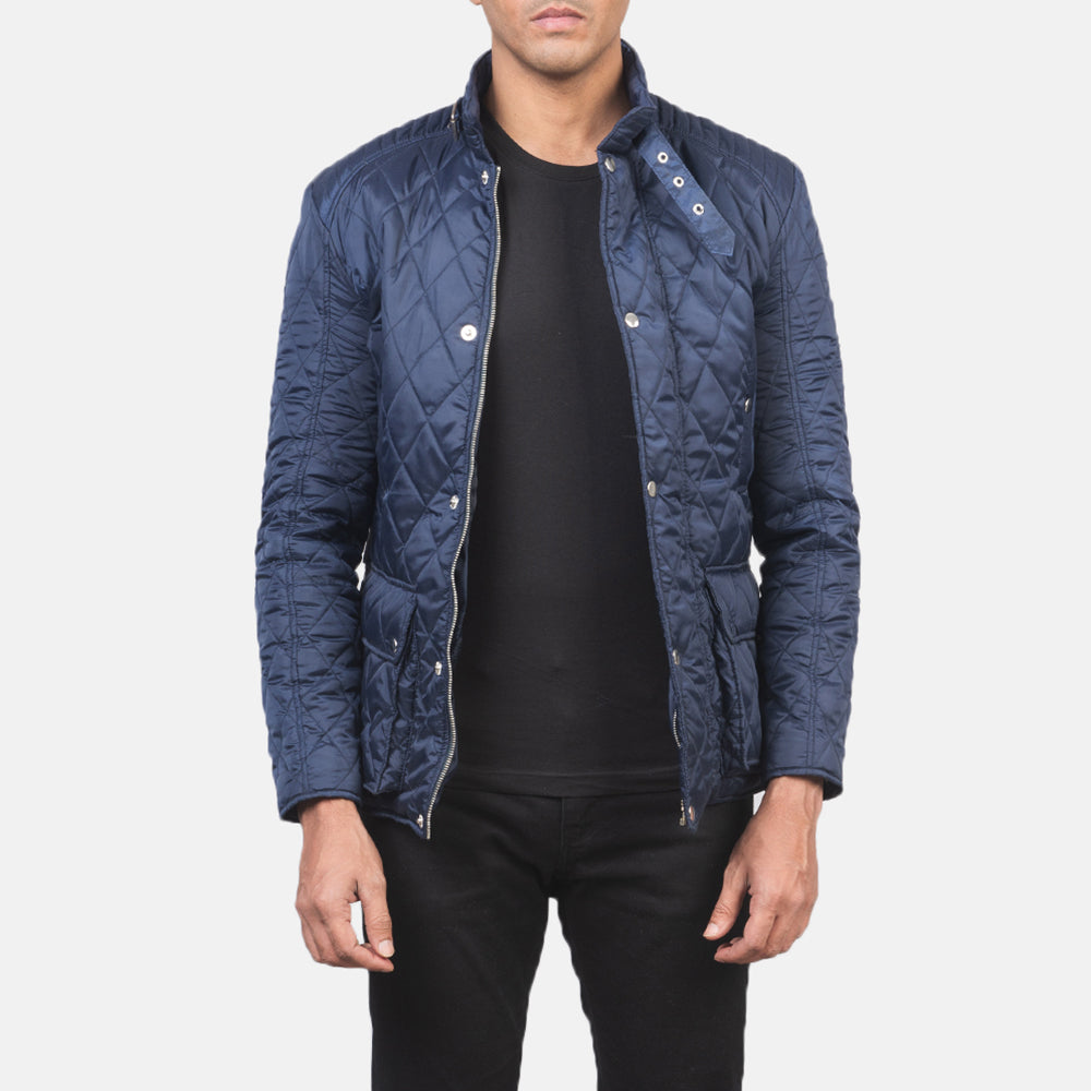 
Barry Стьобаний Синій Windbreaker Шкіряна куртка для Чоловіків in Blue Nylon - Вигляд спереду та приталений силует | Купити в офіційному онлайн-магазині