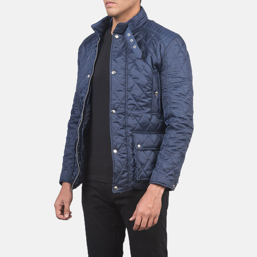 Barry Quilted Синя Windbreaker Шкіряна куртка чоловіча