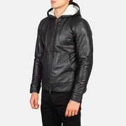 
Black Sheepskin Leather Bomber Jacket - Вигляд ззаду з ідеальною посадкою по плечах та рівним подолом
