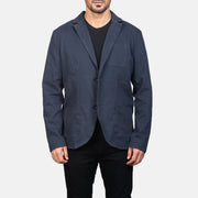 
Borges Navy Синій Шкіряний блейзер для Чоловіків in Navy Blue Poly-Cotton - Вигляд спереду та приталений силует | Купити в офіційному онлайн-магазині