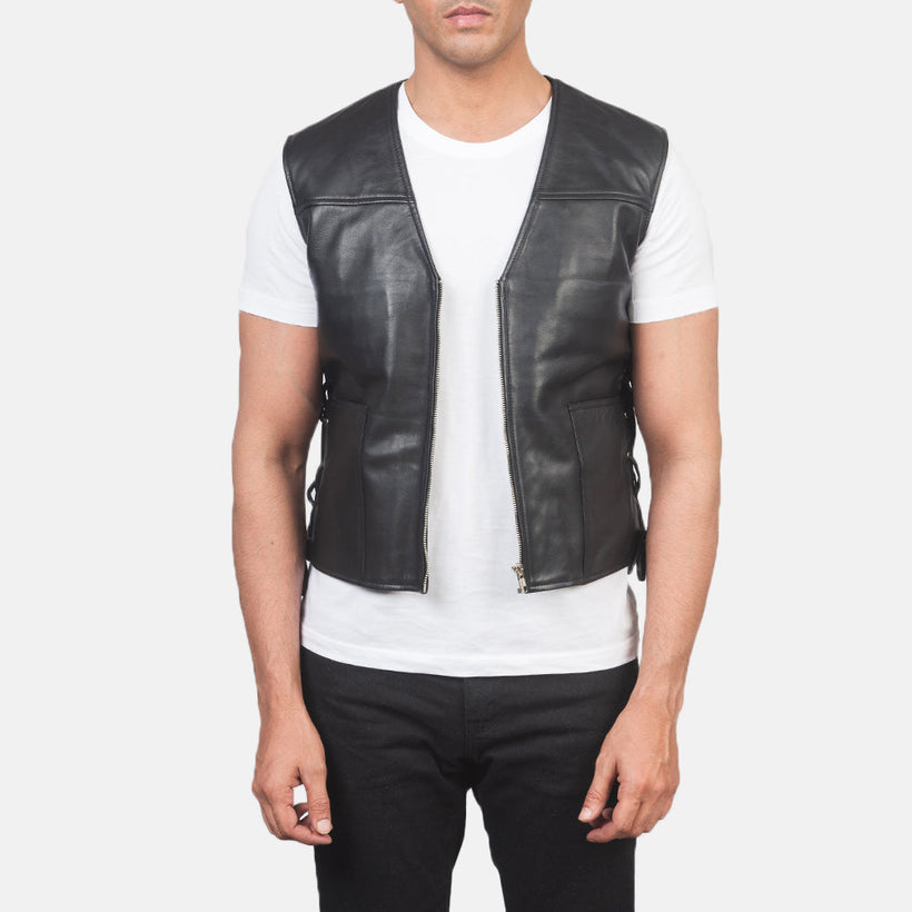 Brandon Чорна Leather Vest чоловіча