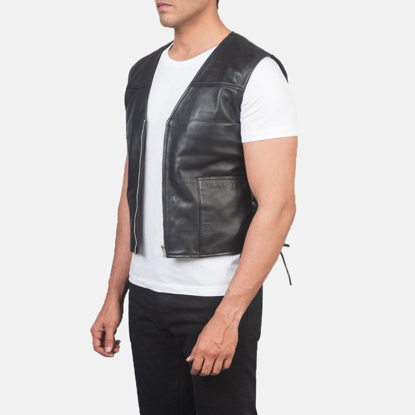 Brandon Чорна Leather Vest чоловіча