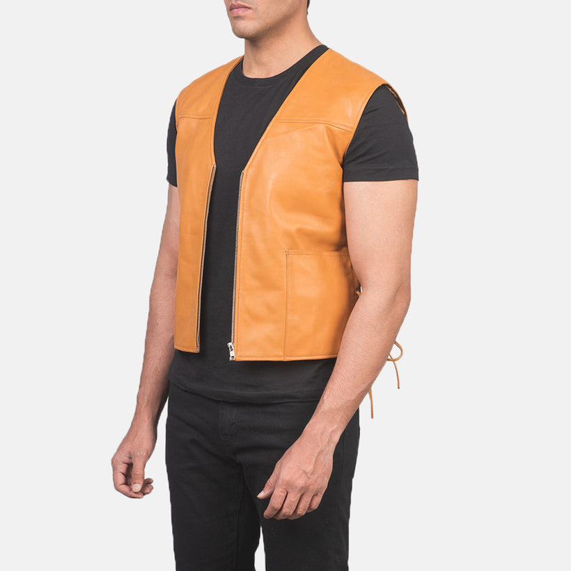 Brandon Руда Коричнева Leather Vest чоловіча