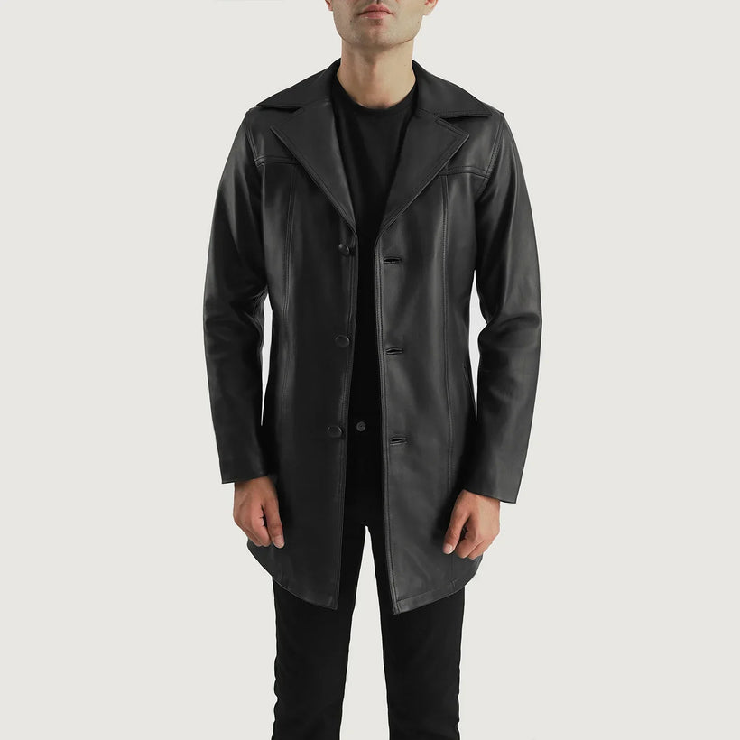 Brawnton Чорна Leather Coat чоловіча