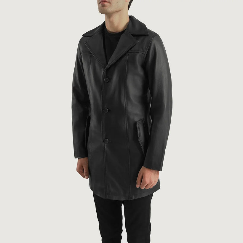 Brawnton Чорна Leather Coat чоловіча