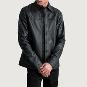 
Bronco Чорний Leather Shirt для Чоловіків in Black Sheepskin Leather - Вигляд спереду та приталений силует | Купити в офіційному онлайн-магазині