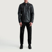 
Крупний план деталей of Shirt & Buttons Hardware on Bronco Чорний Leather Shirt для Чоловіків