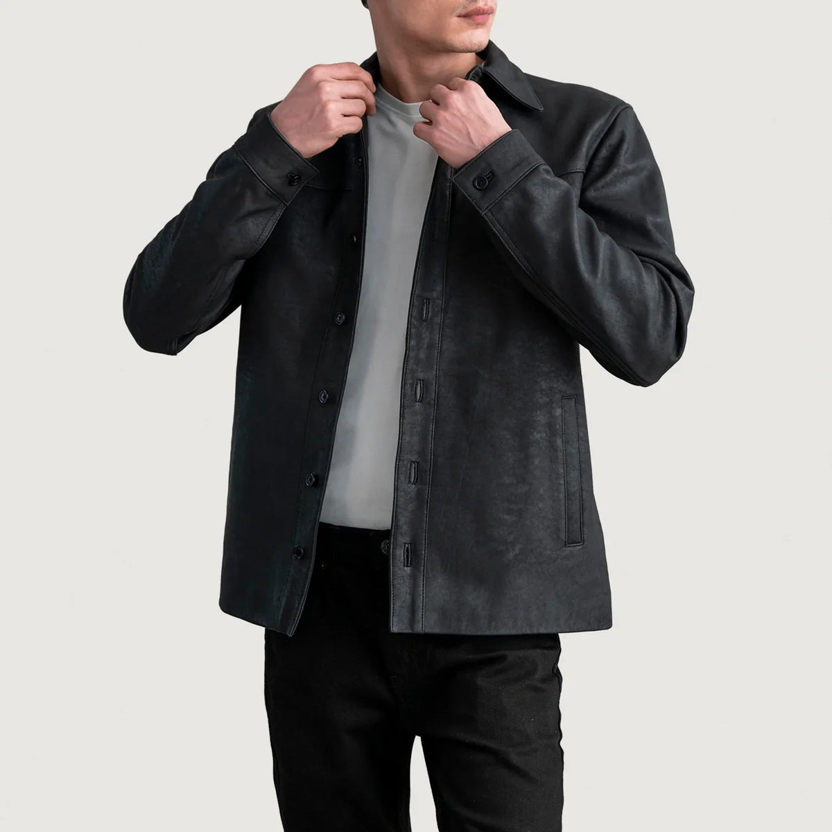 
Bronco Tumbled Чорний Leather Shirt для Чоловіків - Вигляд спереду та приталений силует | Купити в офіційному онлайн-магазині