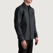
Bronco Tumbled Чорний Leather Shirt для Чоловіків - Вигляд ззаду з ідеальною посадкою по плечах та рівним подолом