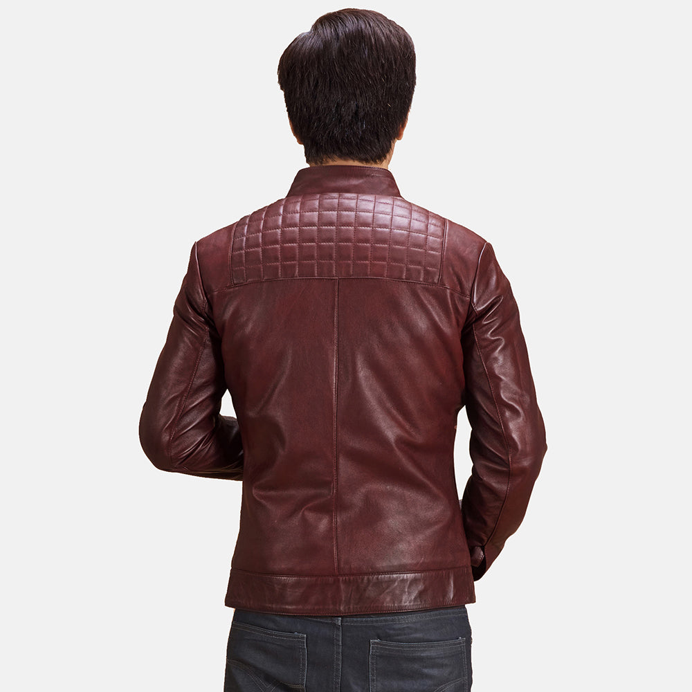 
Крупний план деталей of Band with Snap Button & Zipper Hardware on Burgunn Dee Бордовий Шкіряна косуха для Чоловіків