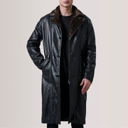 
Cai Чорний Leather Shearling Шкіряне пальто для Чоловіків For Men in Black Sheepskin Leather - Вигляд спереду та приталений силует | Купити в офіційному онлайн-магазині