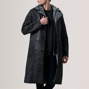 
Cai Distressed Чорний Leather Shearling Шкіряне пальто для Чоловіків For Men in Distressed Black Sheepskin Snuffed - Вигляд спереду та приталений силует | Купити в офіційному онлайн-магазині