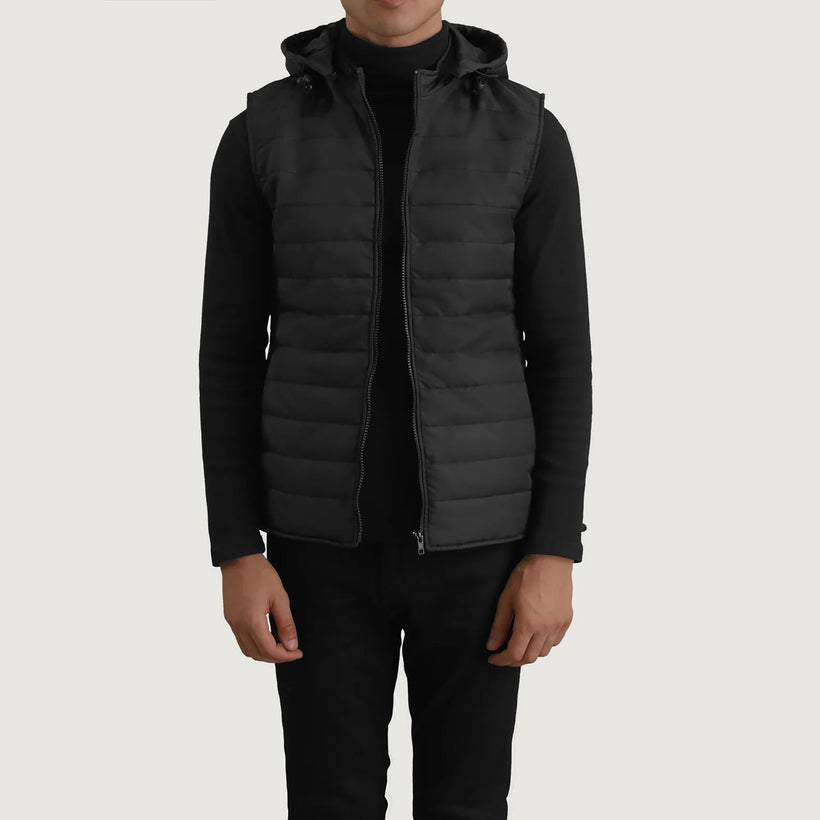 Carlo Чорна Hooded Puffer Vest чоловіча