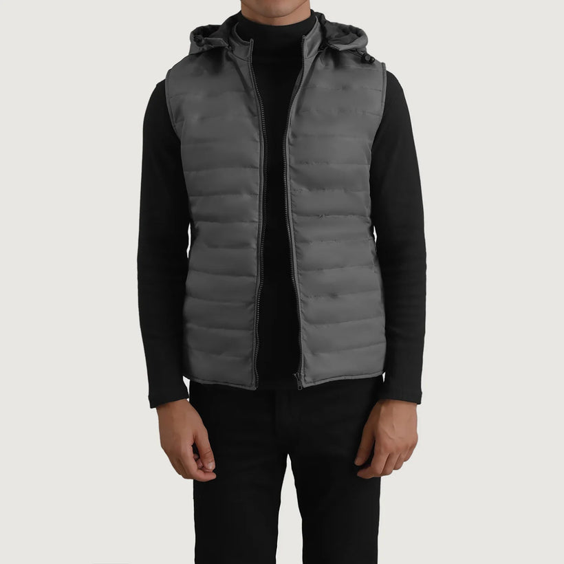 Carlo Grey Hooded Puffer Vest чоловіча