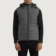 
Крупний план деталей of Classic Collar & Zipper Hardware on Carlo Grey Утеплена жилетка з капюшоном для Чоловіків