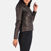 
Vintage Brown Goatskin Leather Biker Jacket - Вигляд ззаду з ідеальною посадкою по плечах та рівним подолом