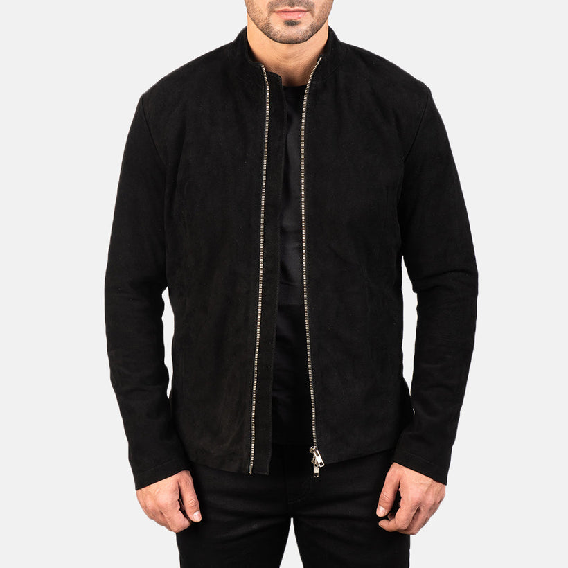 Charcoal Чорна Suede Шкіряна косуха чоловіча