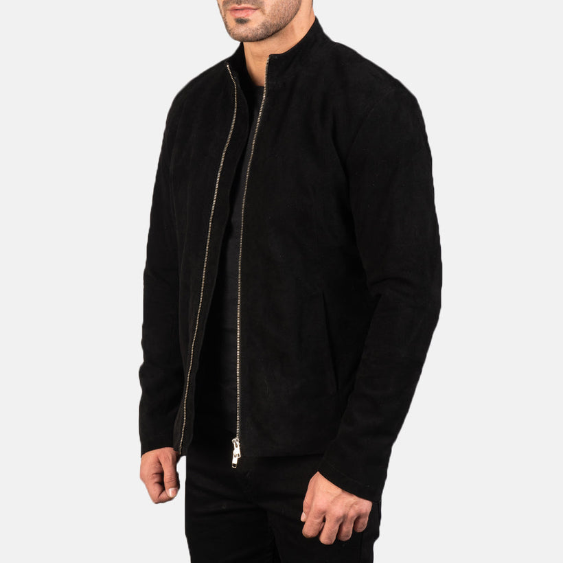 Charcoal Чорна Suede Шкіряна косуха чоловіча