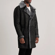 
Brown Goatskin Suede Aviator Jacket - Вигляд ззаду з ідеальною посадкою по плечах та рівним подолом