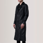 
Charlton Чорний Leather Single Breasted Шкіряне пальто для Чоловіків For Men - Вигляд збоку з ергономічним кроєм рукава