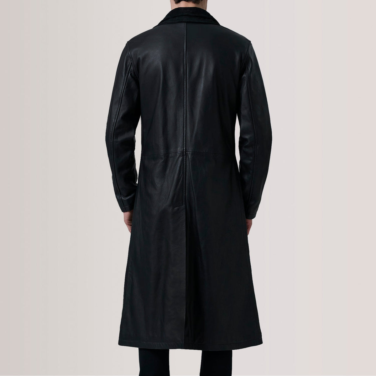 
Крупний план деталей of Notch & Button Hardware on Charlton Чорний Leather Single Breasted Шкіряне пальто для Чоловіків For Men
