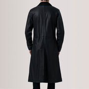 
Крупний план деталей of Notch & Button Hardware on Charlton Чорний Leather Single Breasted Шкіряне пальто для Чоловіків For Men