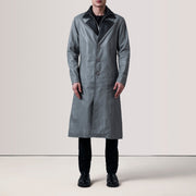 
Grey Sheepskin leather Coat - Вигляд ззаду з ідеальною посадкою по плечах та рівним подолом