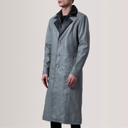 
Charlton Grey Leather Single Breasted Шкіряне пальто для Чоловіків For Men - Вигляд збоку з ергономічним кроєм рукава