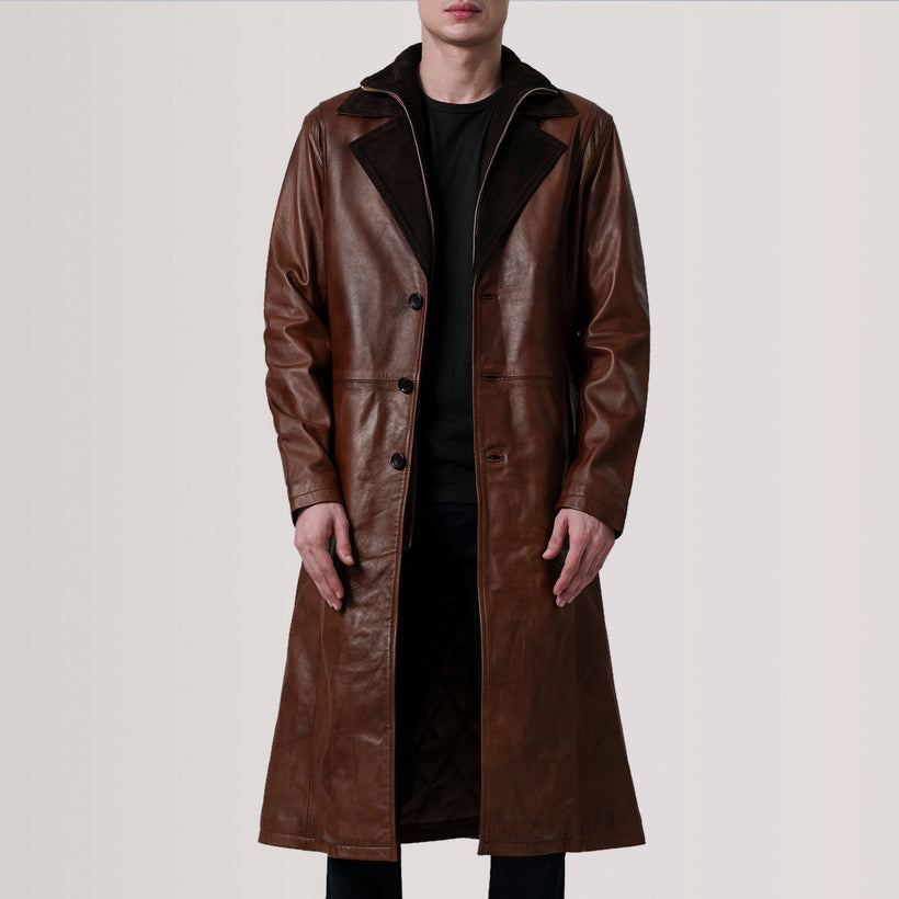 Charlton Waxed Коричнева Leather Single Breasted Coat чоловіча