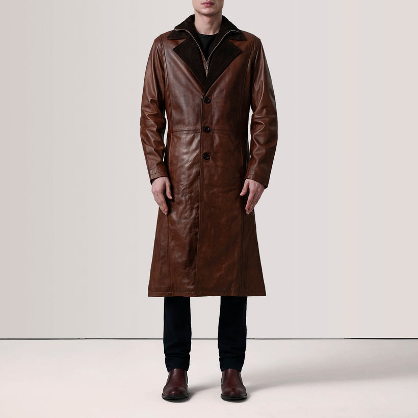 Charlton Waxed Коричнева Leather Single Breasted Coat чоловіча