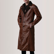 
Charlton Waxed Коричневий Leather Single Breasted Шкіряне пальто для Чоловіків For Men - Вигляд збоку з ергономічним кроєм рукава