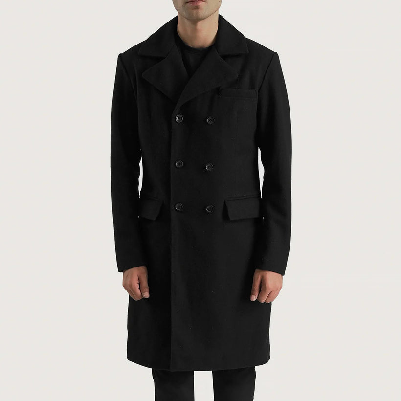 Claud Чорна Wool Double-Breasted Coat чоловіча