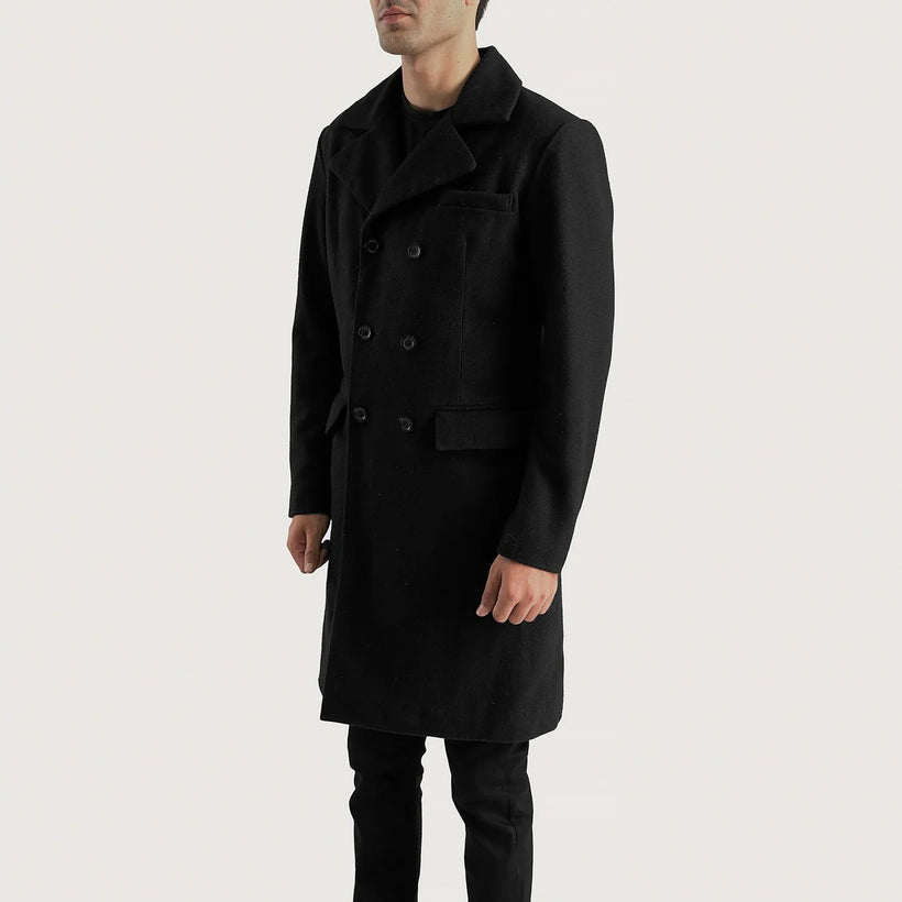 Claud Чорна Wool Double-Breasted Coat чоловіча