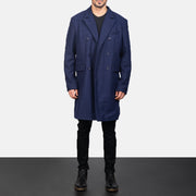 
Blue Wool Double Breasted Coat in Navy Blue Synthetic Wool - Вигляд спереду та приталений силует | Купити в офіційному онлайн-магазині