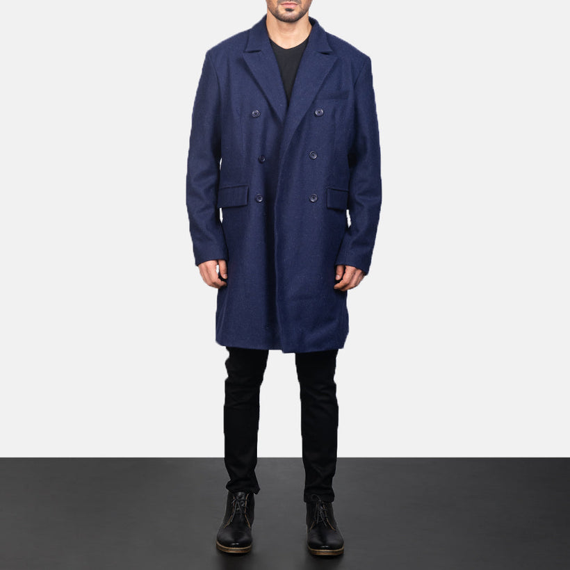 Claud Синя Wool Double-Breasted Coat чоловіча