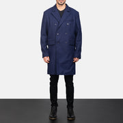 
Blue Wool Double Breasted Coat - Вигляд збоку з ергономічним кроєм рукава