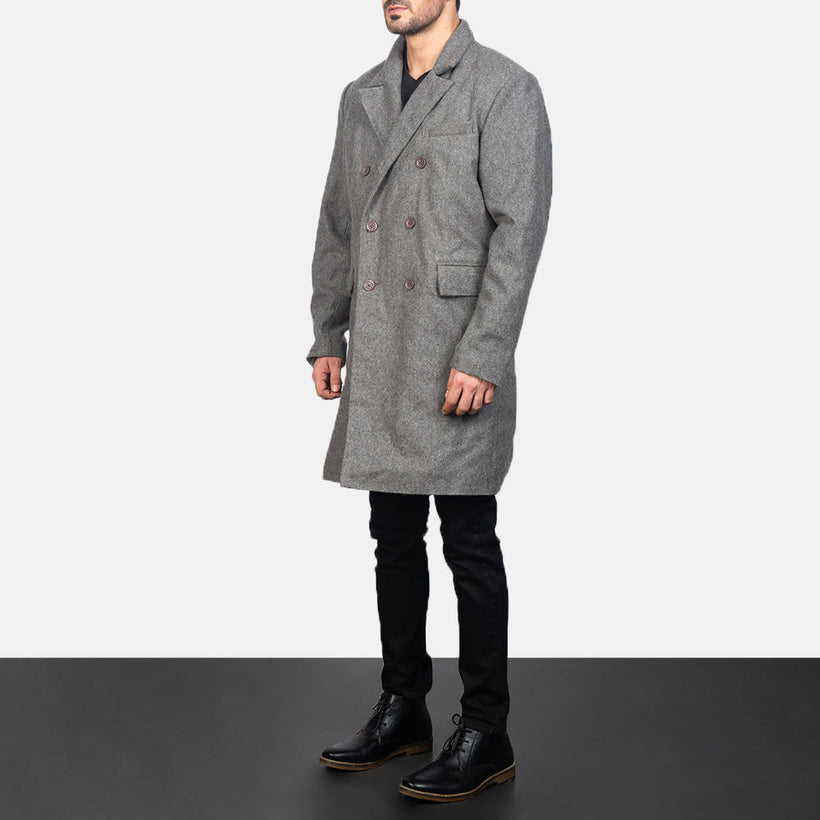 Claud Grey Wool Double-Breasted Coat чоловіча