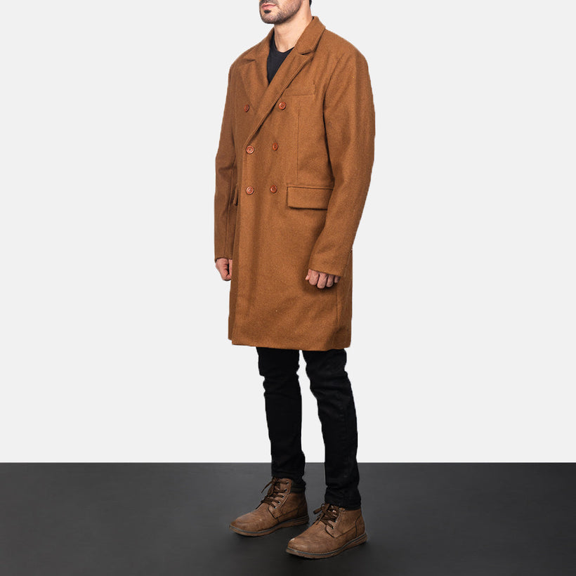 Claud Khaki Wool Double-Breasted Coat чоловіча