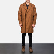 
Claud Khaki Wool Double Breasted Coat - Вигляд збоку з ергономічним кроєм рукава