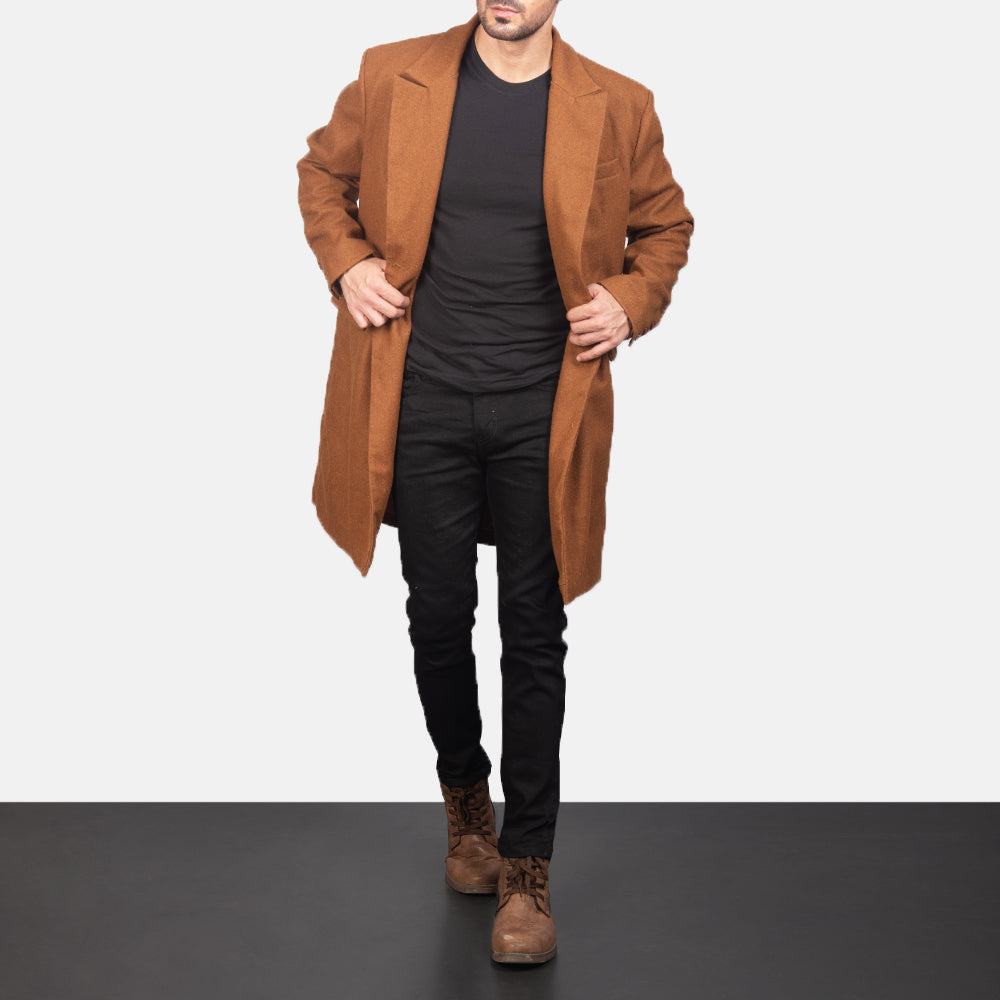 
Крупний план деталей of Notch & Button Hardware on Claud Khaki Wool Double Breasted Coat