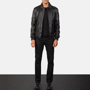 Coffmen Brown Suede A2 Bomber Jacket - Lateral Side Profile View Showing Sleeve Cut &amp; Athletic Taper Fit