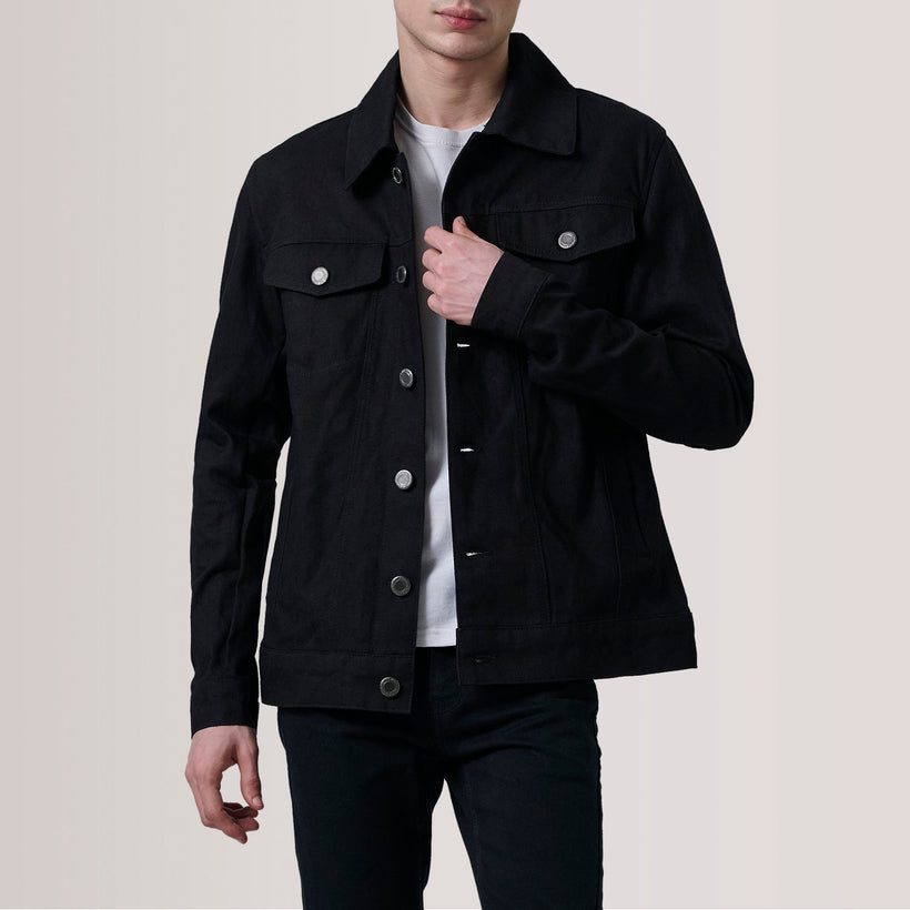 Conard Чорна Denim Trucker Шкіряна куртка чоловіча