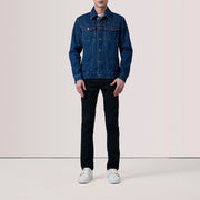 
Dark Blue Full-Grain leather Jacket - Вигляд ззаду з ідеальною посадкою по плечах та рівним подолом